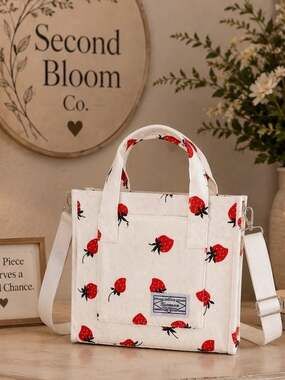 Strawberry Print Mini Tote Bag Crossbody Shoulder Bag NWT 🍓